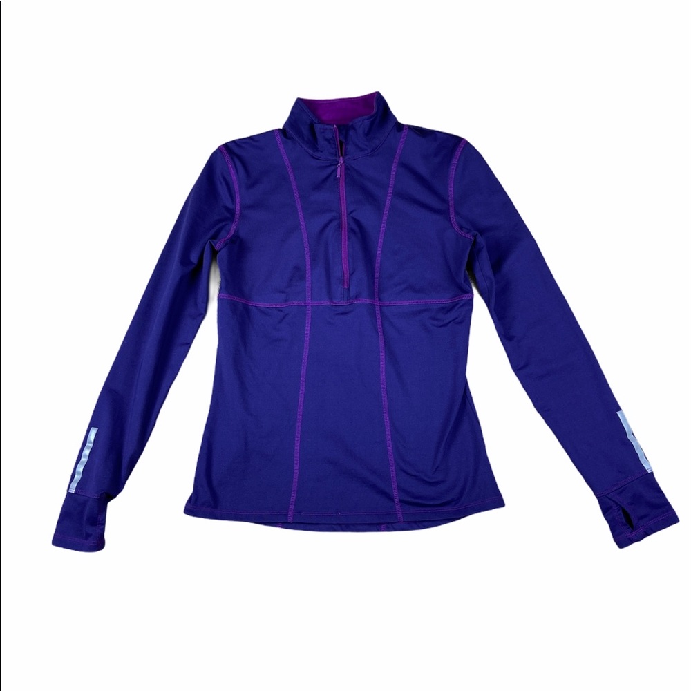 Actra Purple 1/4 Zip Thumb Holes Yoga Jacket S